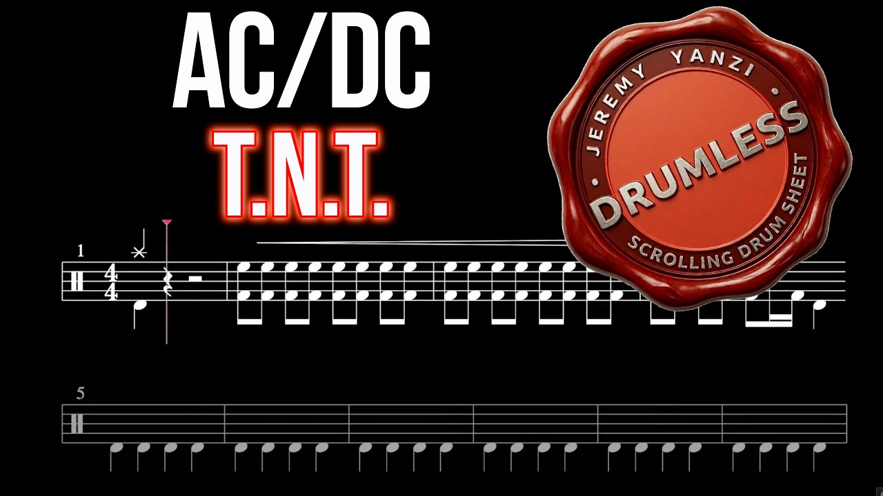 AC/DC - T.N.T. - Drumless (with scrolling drum score)