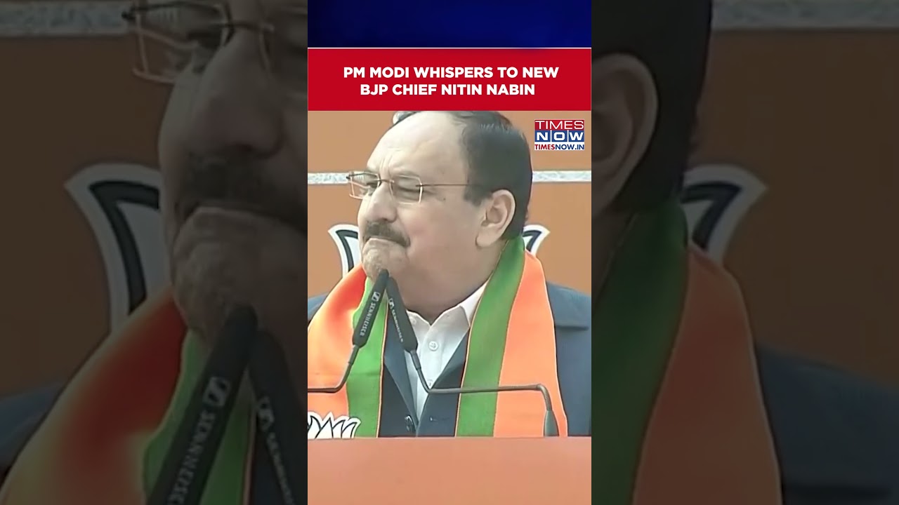 PM Modi Whispers To New BJP Chief Nitin Nabin As JP Nadda Concludes Term 