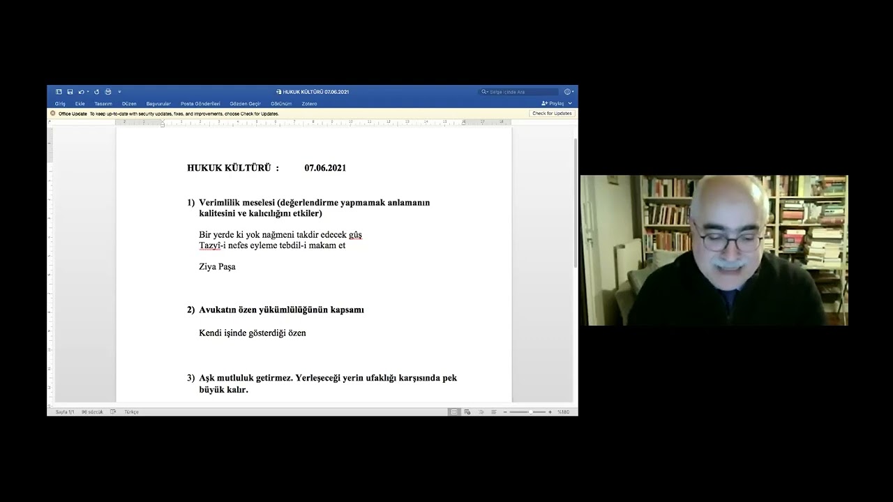 Prof. Dr. Aydın GÜLAN, Hukuk Kültürü Konuşmaları 07.06.2021