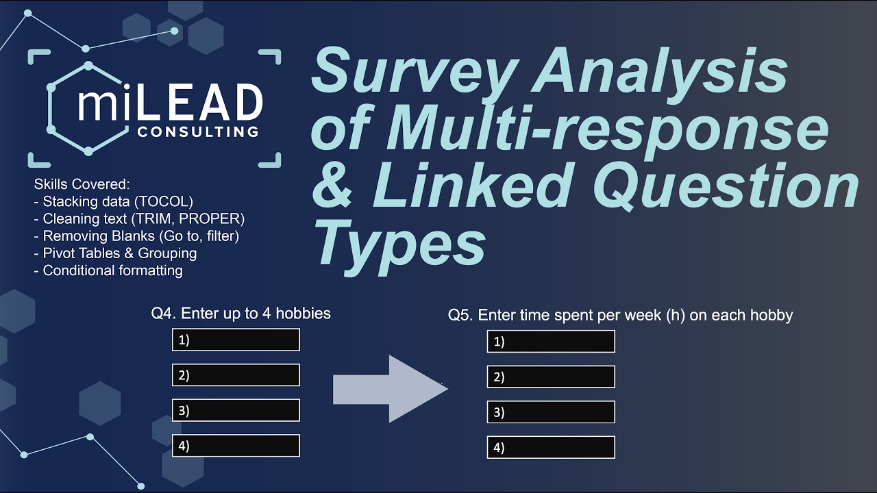 Handling multi-answer and linked survey questions in Excel