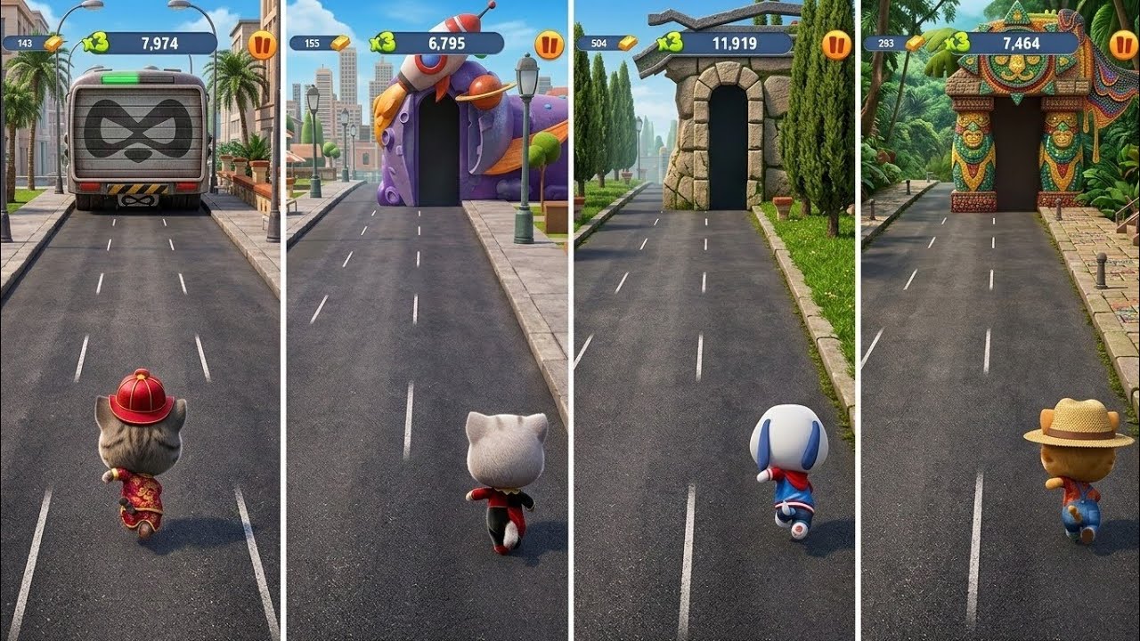 Talking Tom Gold Run: Talking Tom,Talking Angela,Talking Hank,Talking Ginger (Android/iOS) Gameplay