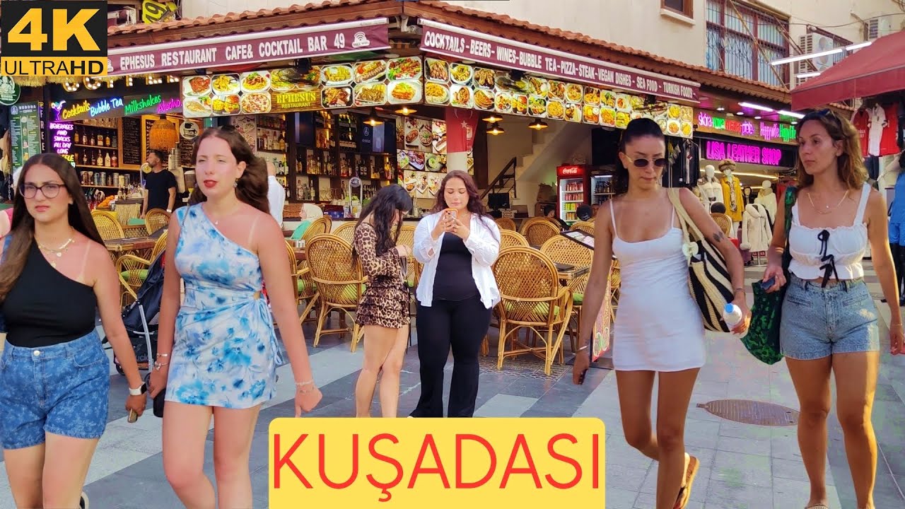 KUŞADASI CENTER WALK TOUR |4K UHD| PUBLIC BEACH| SUNSET |2025|