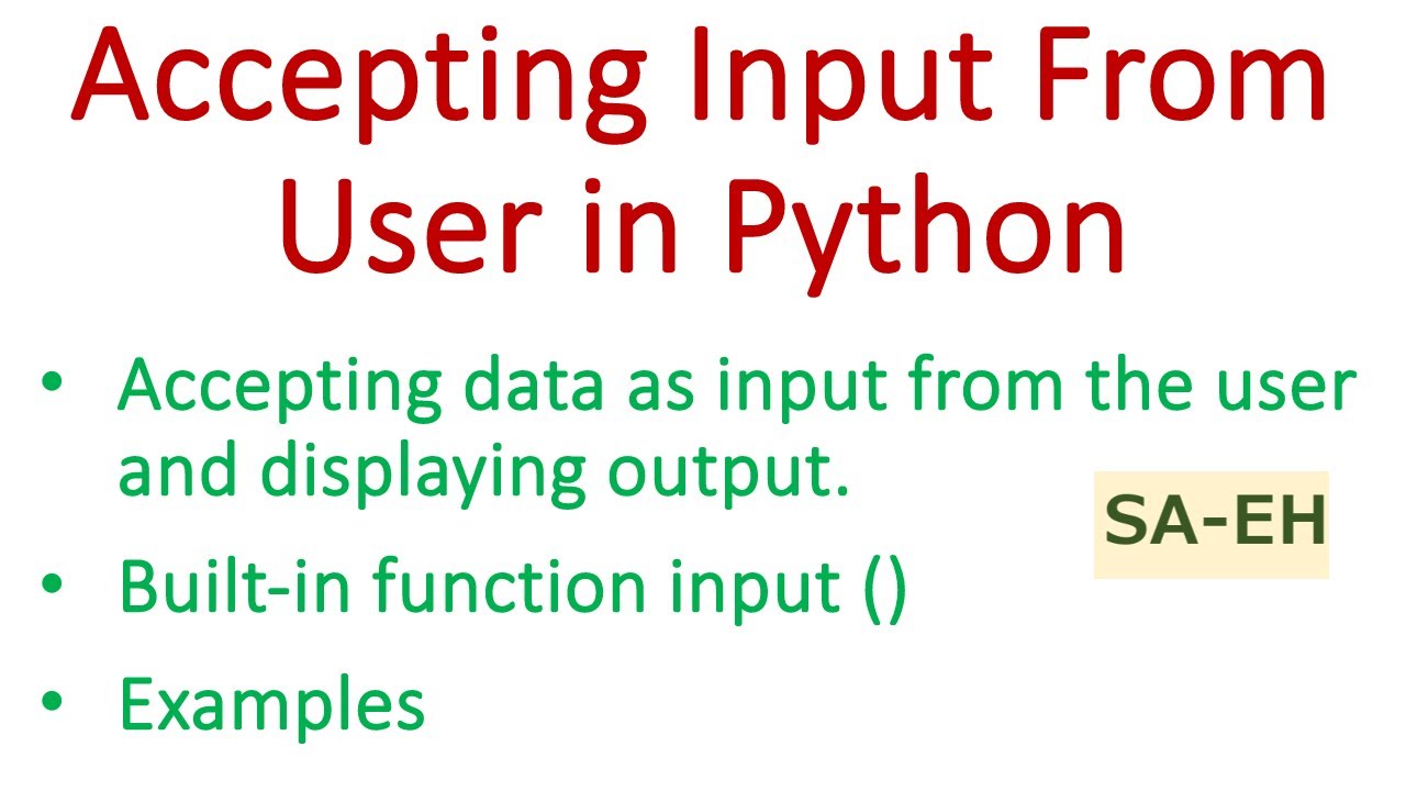 Accepting input from the console in Python | Taking input from the user | input () in Python | CBSE