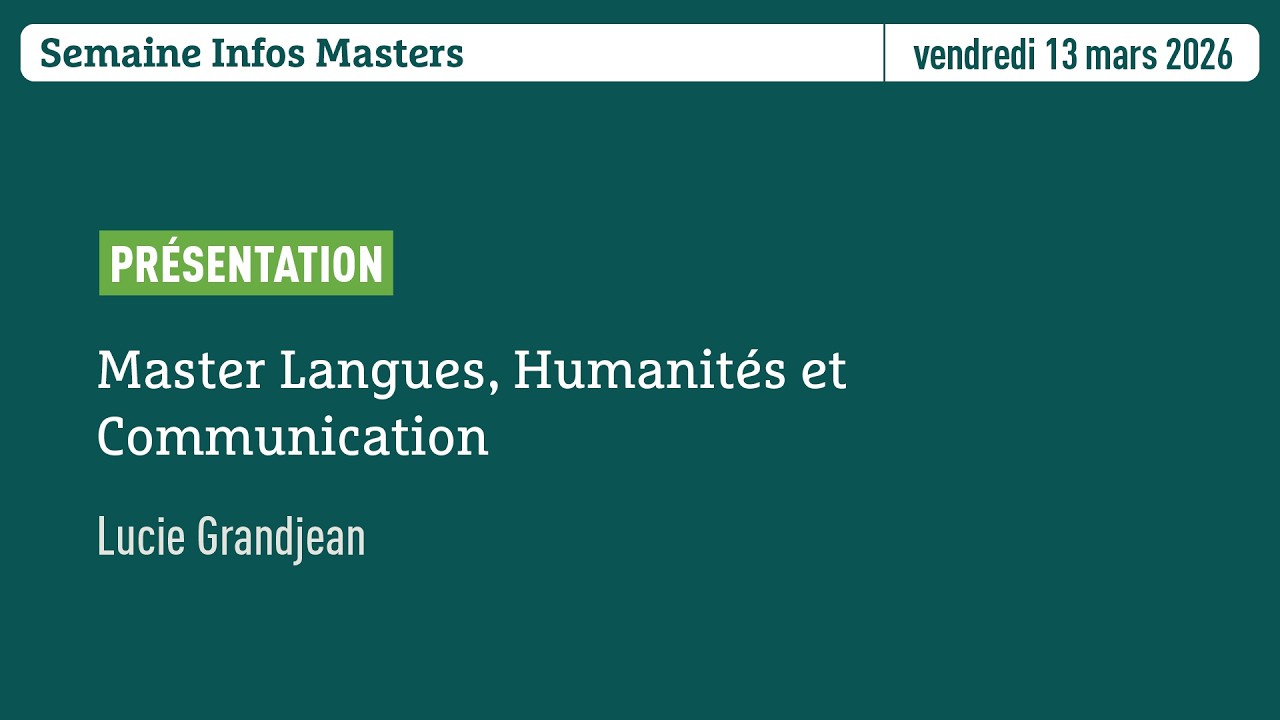 Semaine Infos Masters | Master Langues, Humanités et Communication