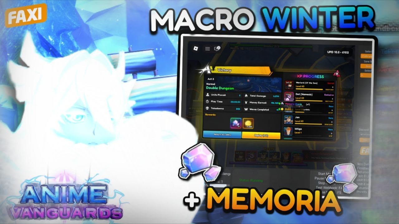 How To Macro Winter/Memoria Shards In Anime Vanguards