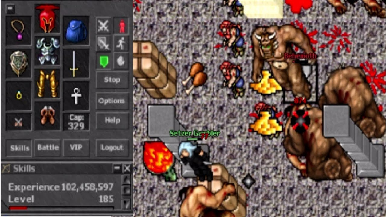 Old Tibia - Setzer Gambler MS 185 hunting Behemoths (Julera 2005 7.4)