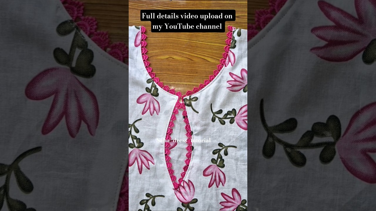 neck design with lace cutting and stitching/ neck design #design #neckdesign
