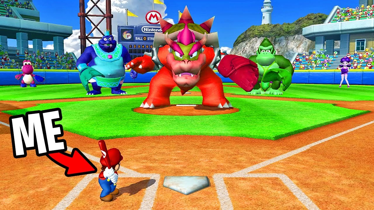 Attempting to beat a team of bosses in Mario Super Sluggers