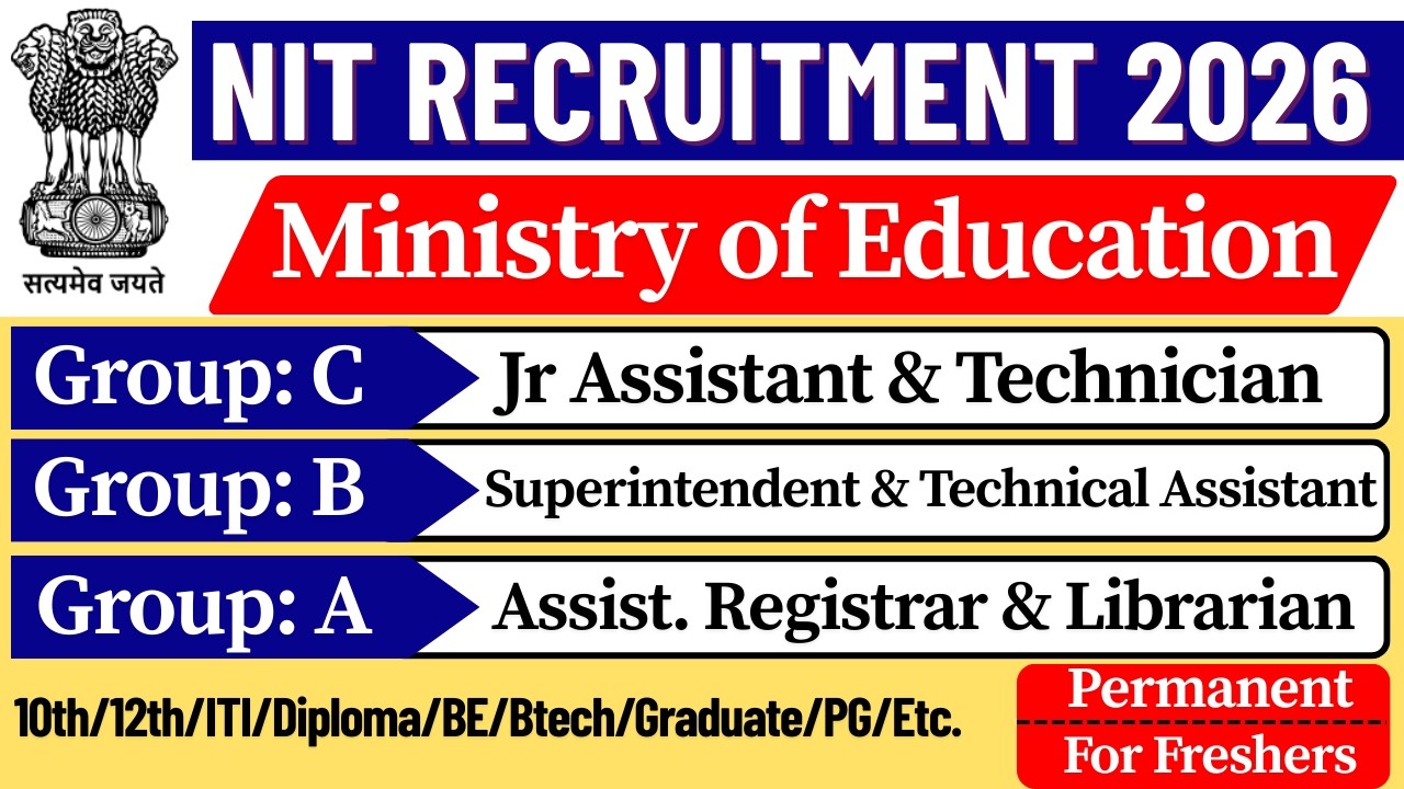 ✅ NIT Group: A, B & C Vacancy 2026 | NIT Non Teaching Recruitment 2026 | 10th/12th Pass Job
