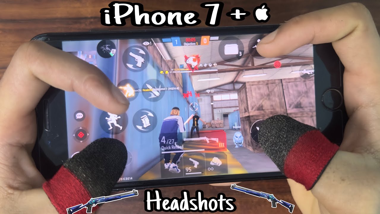 iPhone 7 Plus Free Fire Gameplay | 4 Finger HandCam
