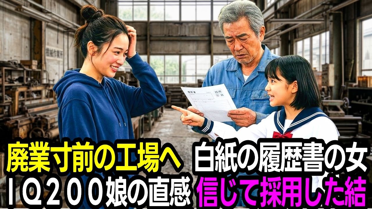 廃業寸前の工場に「白紙の履歴書」を持ってきた中卒女性。「パパ、絶対に採用して」IQ200の娘の直感を信じた結果…【感動する話】