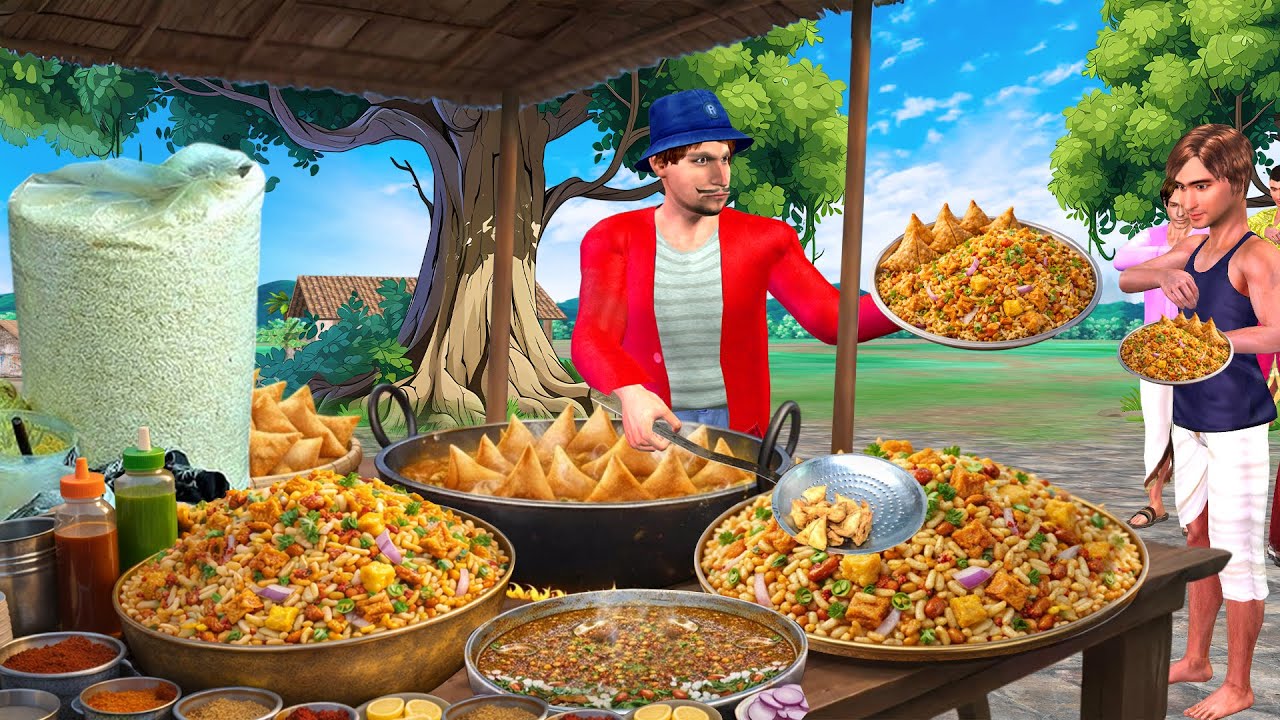 Samosa + Jhal Muri = Samosa Muri Stuffed Samosa Indian Street Food Hindi Kahaniya Moral Stories