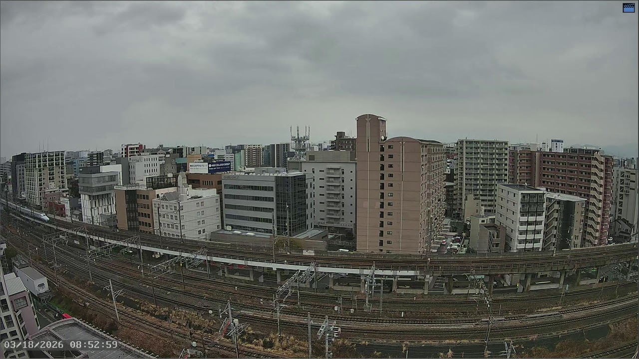 Live Cam: Hakata Station, Fukuoka, JP｜Shinkansen & Local JR Lines｜Night View｜Sunrise & Morning Sun