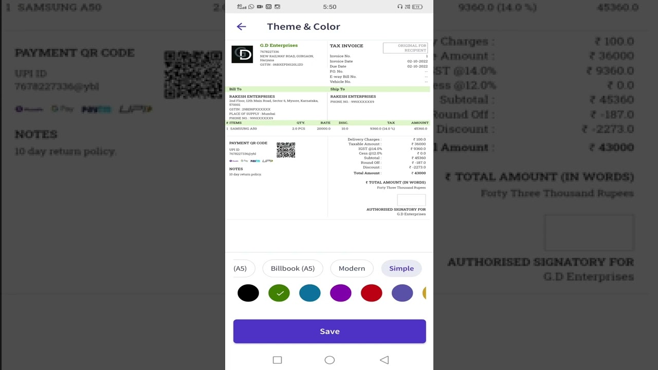How to change billing format in mobile mybillbook | my bill-book mobile | new update