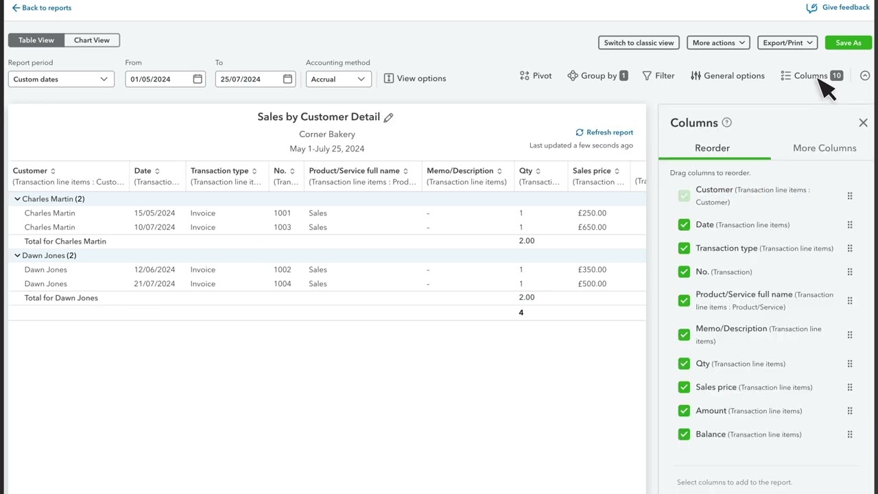 How to run reports for enhanced custom fields in QuickBooks Online Advanced