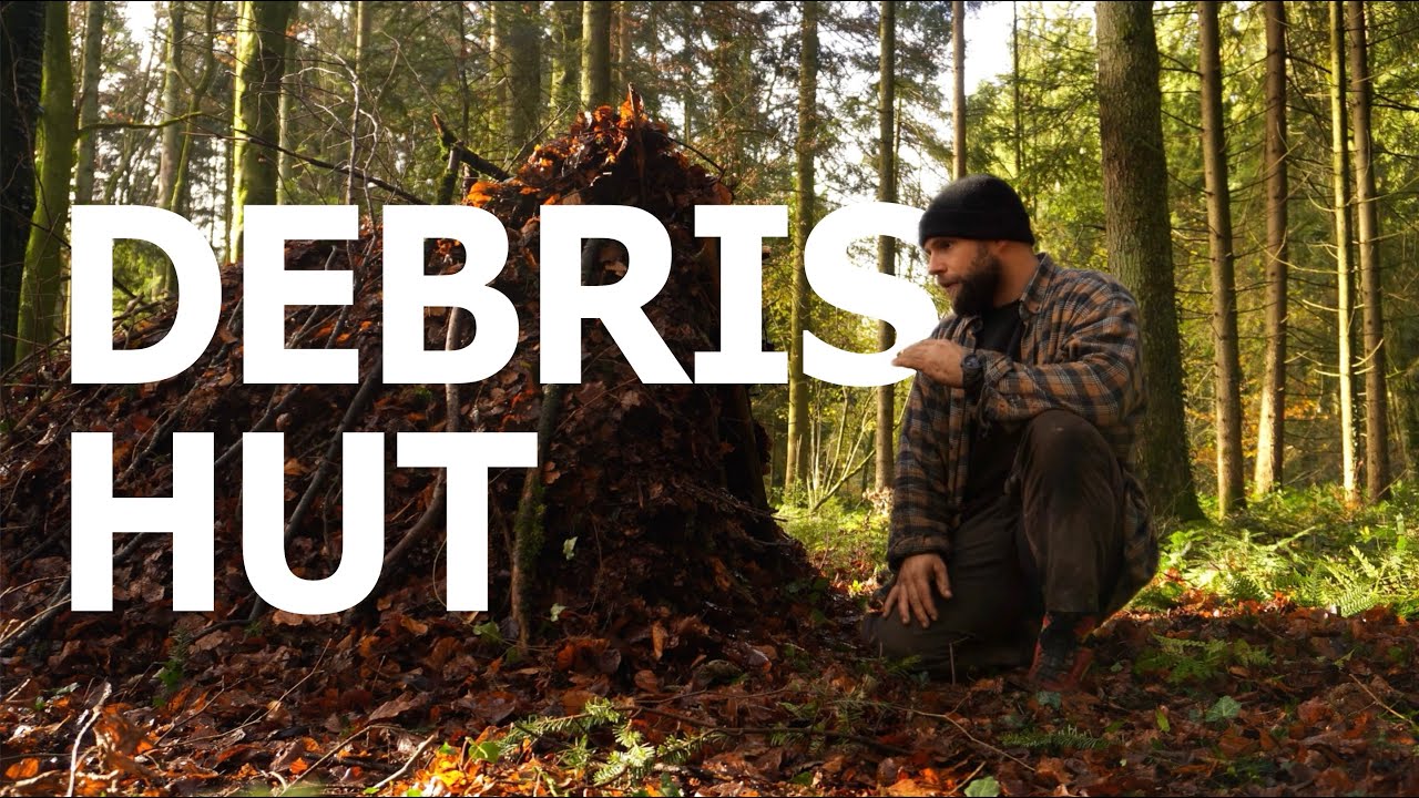 Debris Hut bauen, Shelter um im Wald zu &uuml;bernachten - Anleitungsvideo
