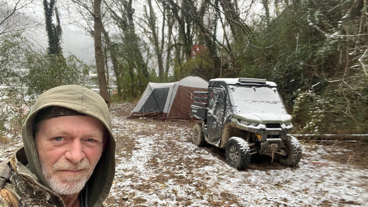 Snowy tent camping-Beef stew-Southern West Virginia
