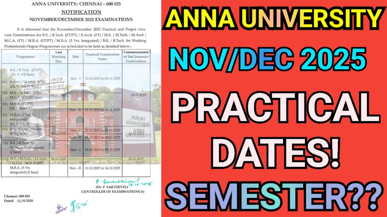 Anna University PRACTICAL Dates 2025! #annauniversity #practical #semester #timetable #r2025 #r2021