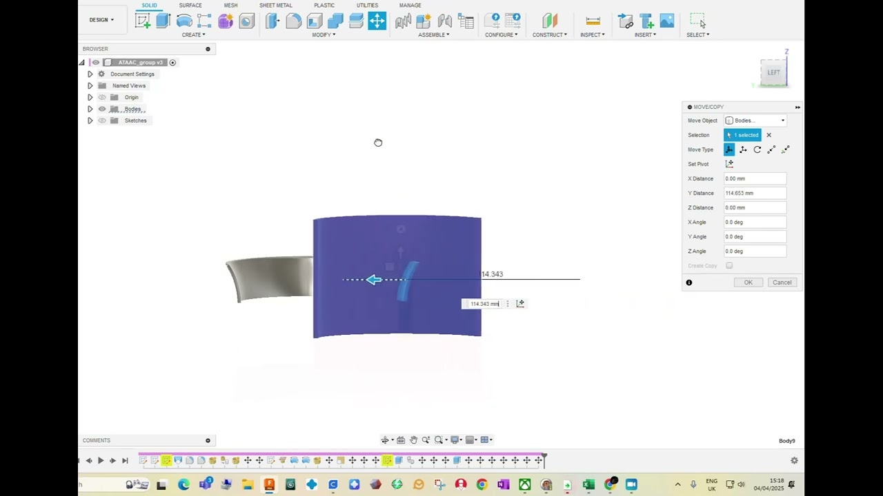 Fusion 360 simplest way to move and align bodies including constraining to an axis