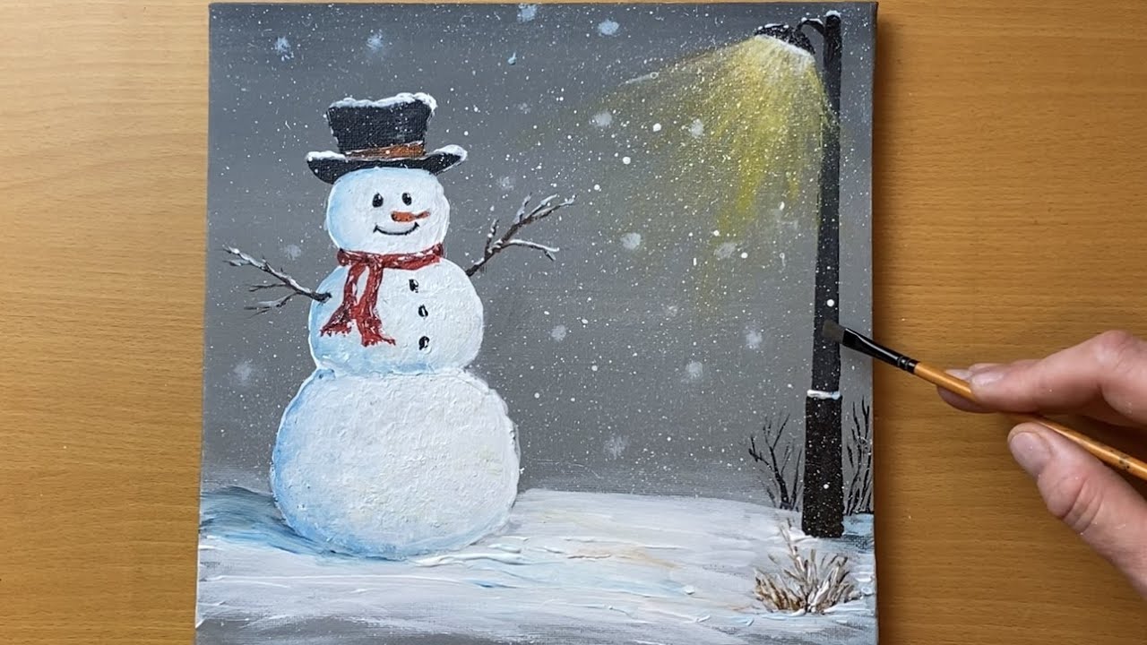 Snowman Painting / Acrylic Painting / Step by Step #197