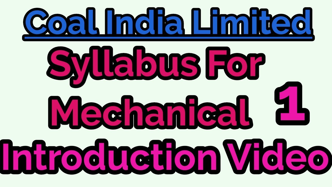Mechanical Syllabus For Coal India Limited || Paper 2
