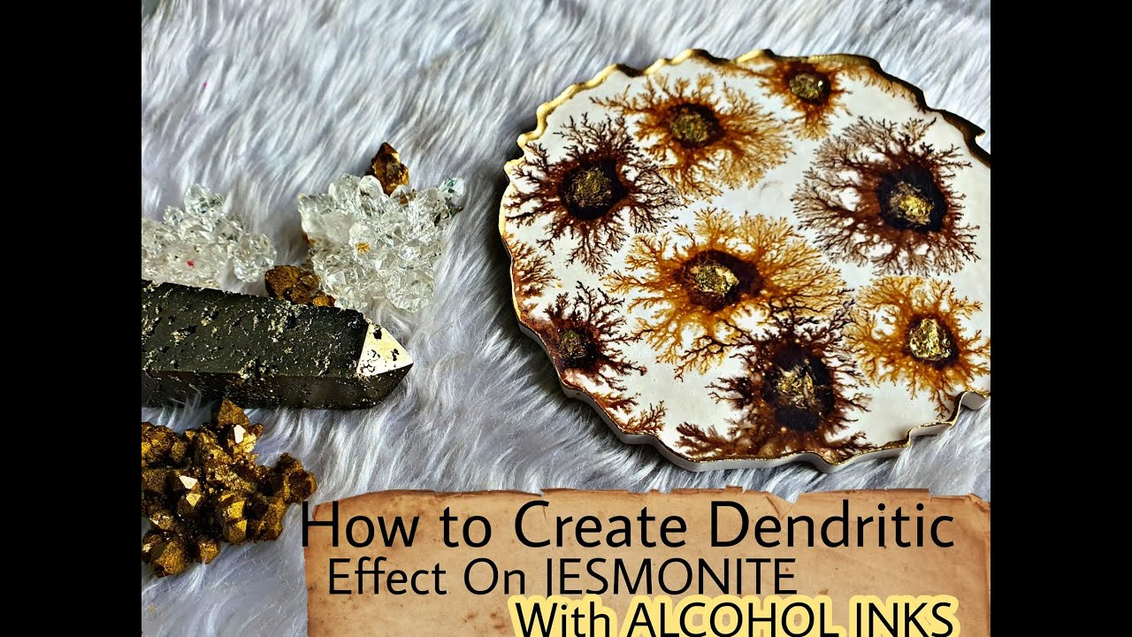 Jesmonite |   How to Create Dendritic Effect On Jesmonite With Alcohol Inks | experiment