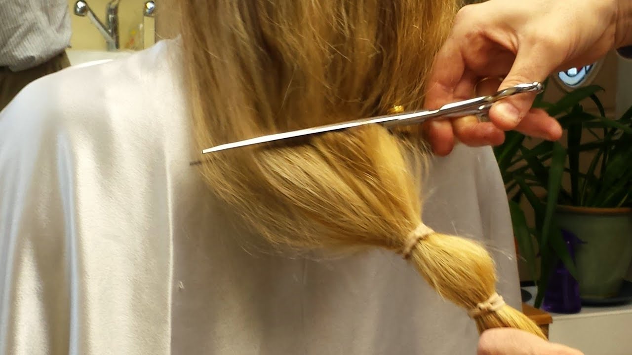 Long Blonde Hair Cut Off To Bob Blonde Hair ✂️✂️