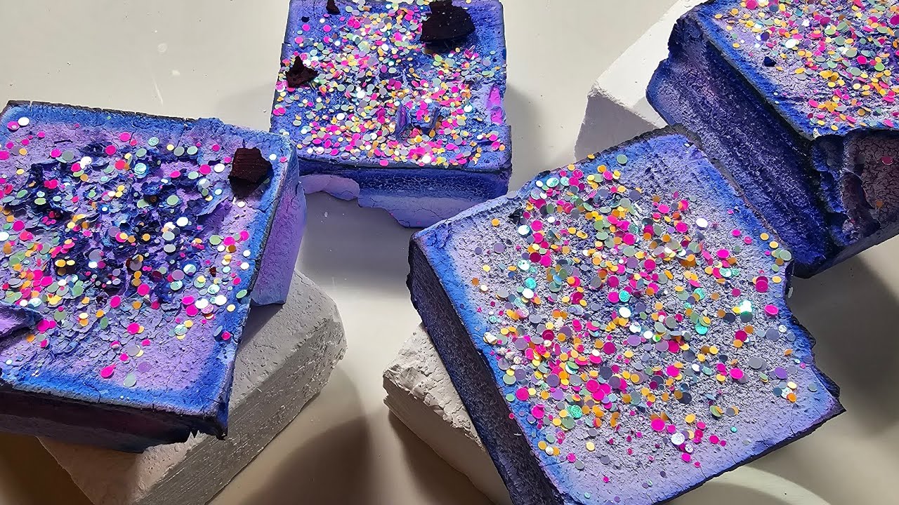 CITRIC ACID DYED GYM CHALK BLOCK  | ASMR | SO SATISFYING | SPORTS CHALK