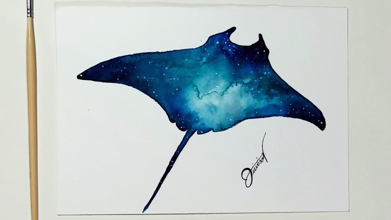 Speed Drawing - Manta Ray 【Watercolor Speedpaint】