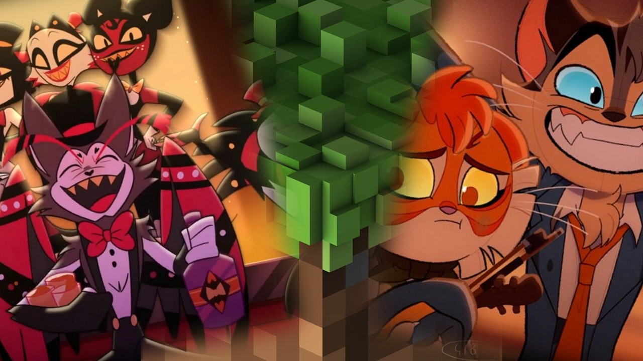 Minecraft X Lackadaisy X Hazbin Hotel - Sweden X Sunset Rose Cocktail X Love in a bottle