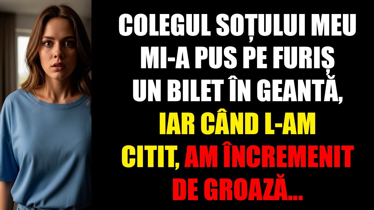 Colegul soțului meu mi-a pus pe furiș un bilet în geantă, iar când l-am citit, am încremenit...