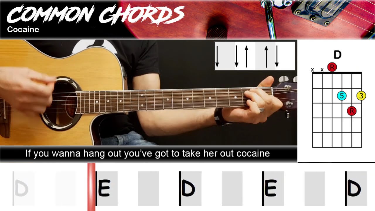 Cocaine - Eric Clapton | EASY GUITAR LESSON | Scrolling Chords & Lyrics