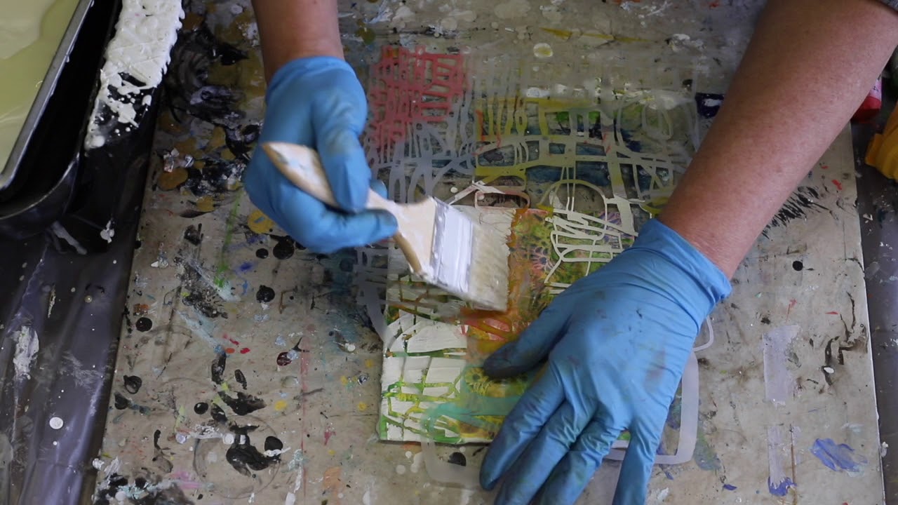 Using Stencils from StencilGirl in Encaustic layers !