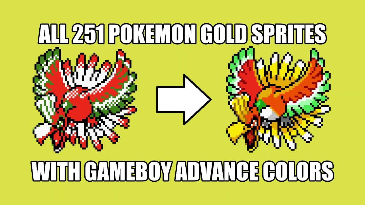All 251 Pokemon Gold Sprites with GameBoy Advance Colors