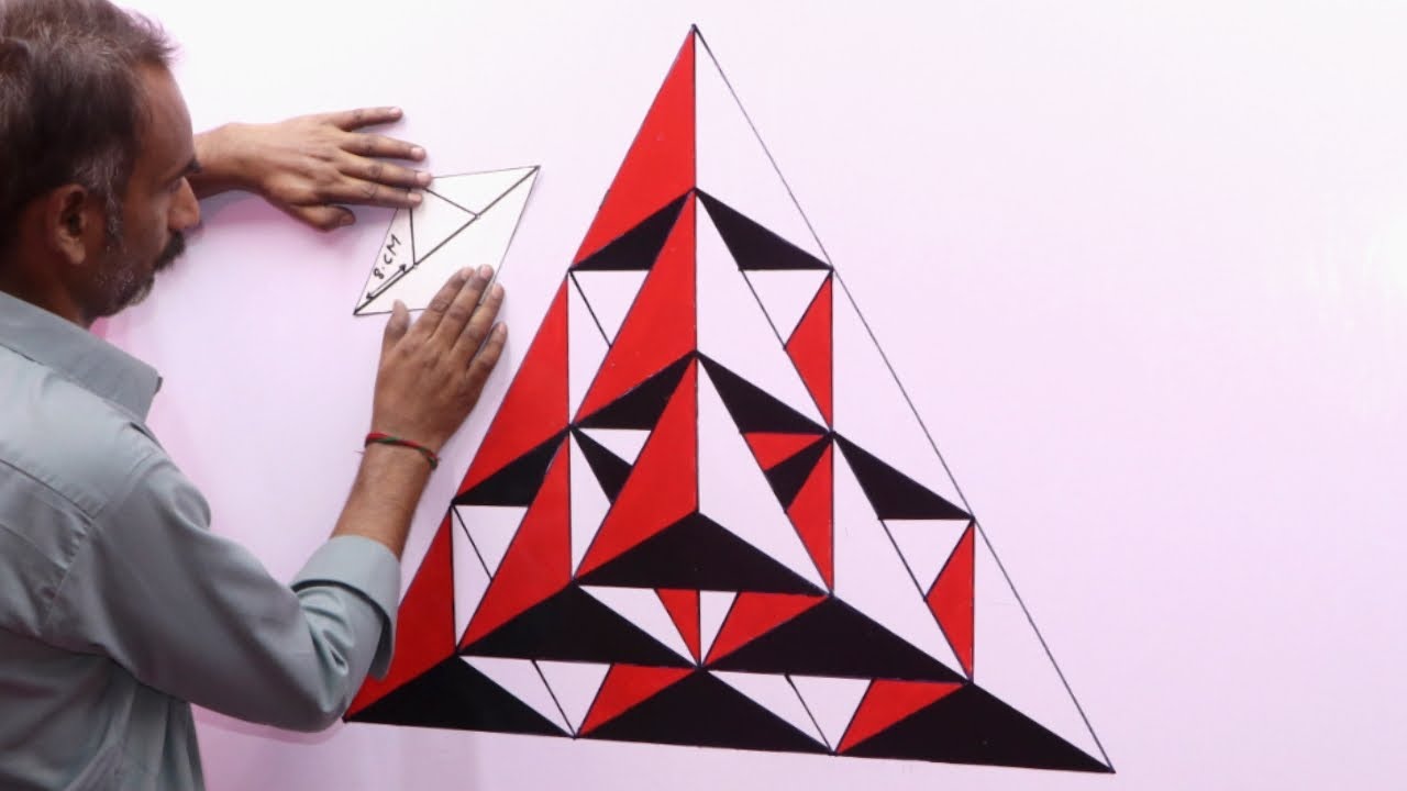 EASY METHOD TO CREATE A WALL DESIGN | 3D WALL PATTERN TUTORIAL | OPTICAL ILLUSION 3D WALL PAINTING