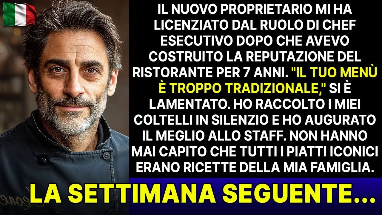 La settimana successiva, il mio nuovo capo mi ha licenziato dopo anni di successi come chef...