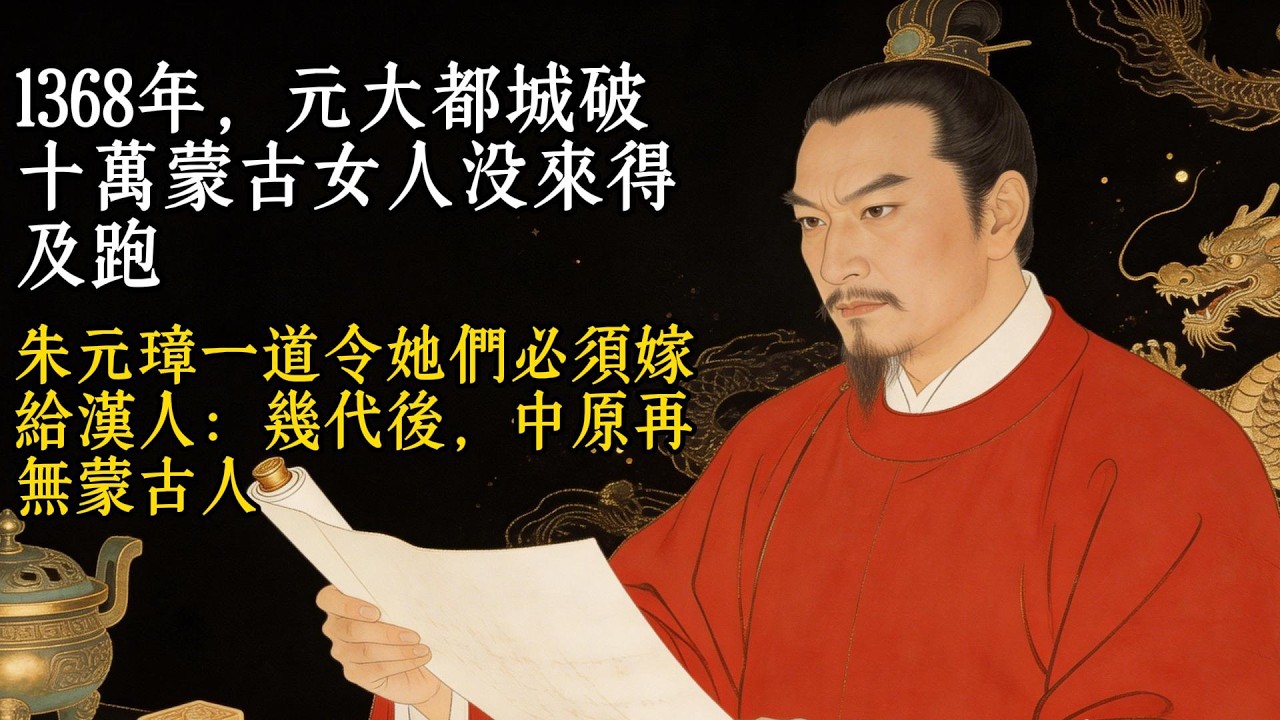 1368年，元大都城破，十萬蒙古女人沒來得及跑，朱元璋一道令她們必須嫁給漢人：幾代後，中原再無蒙古人