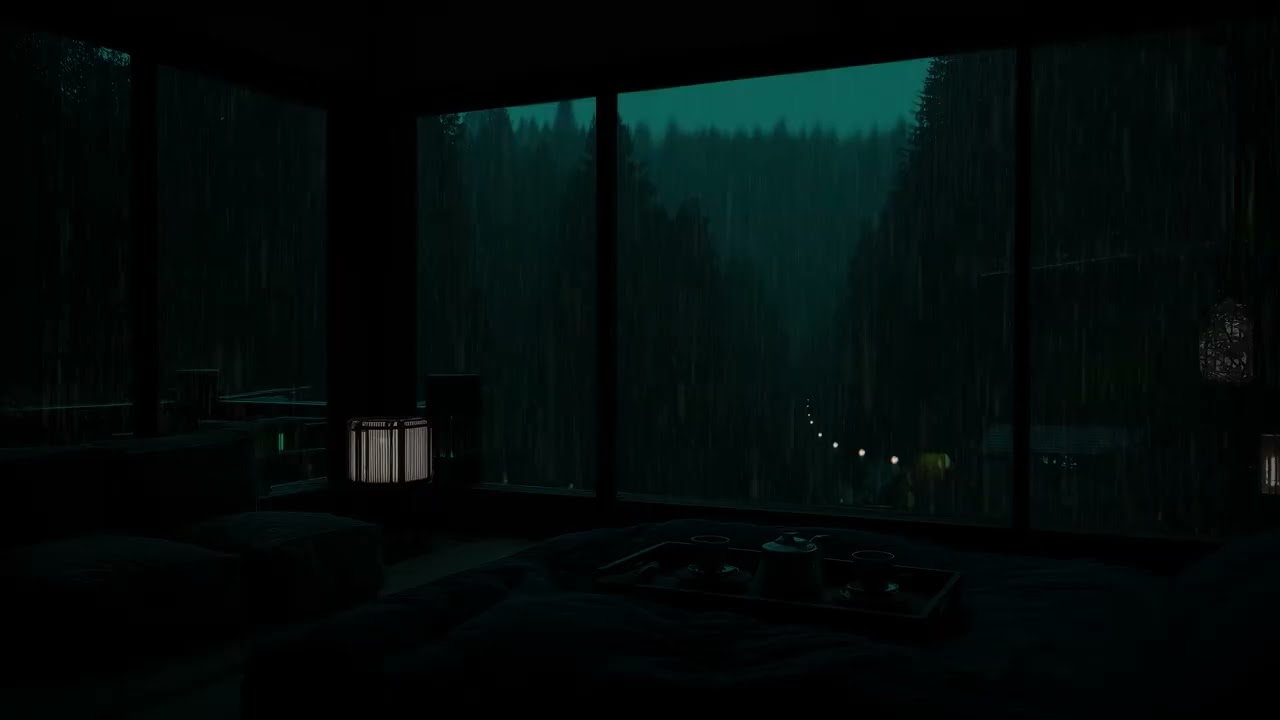 Night Rain Sounds in the Deep Mountains | No Ads | Dark Bedroom Stillness for Deep Sleep