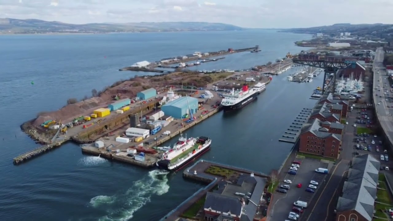 James Watt Dock and Cappielow Park, Greenock.