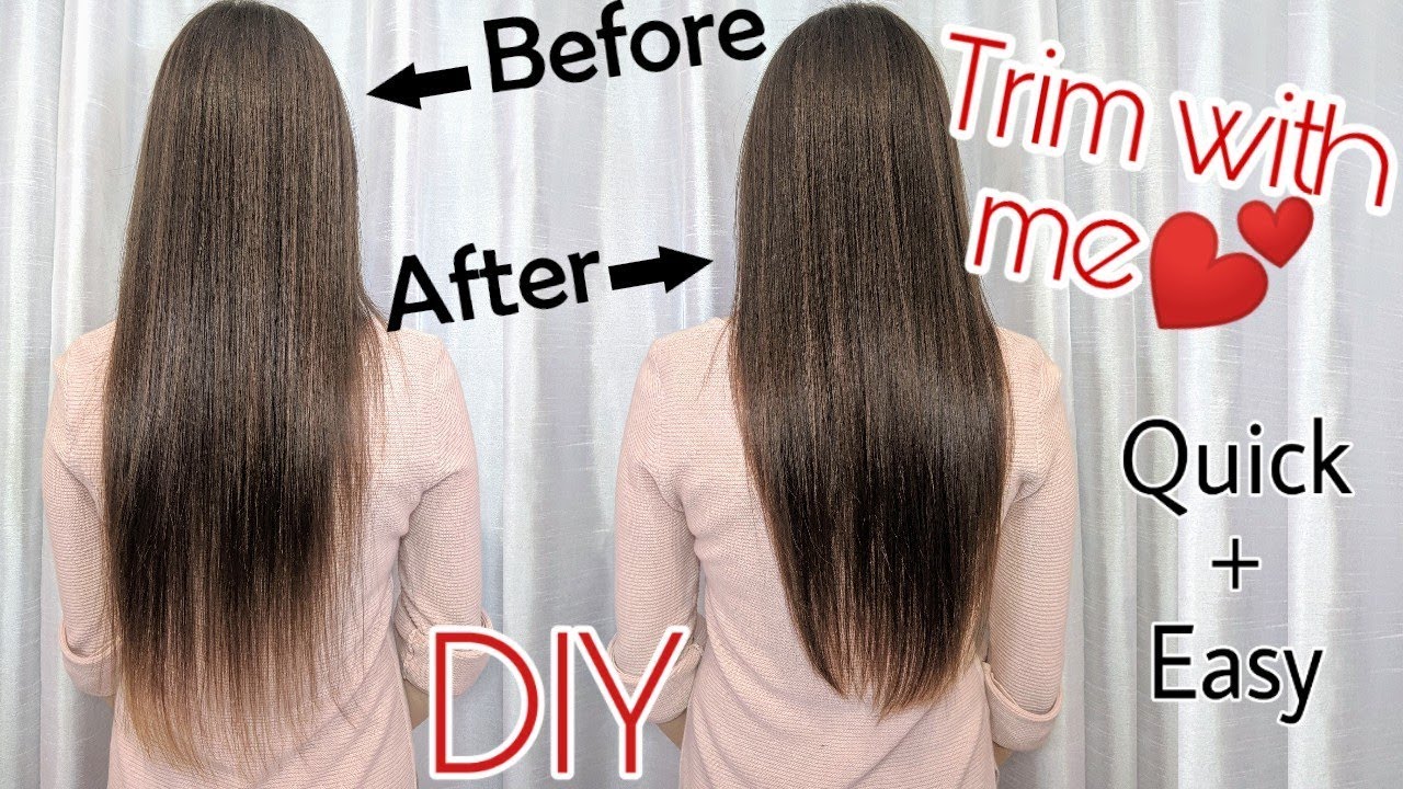 Trimming Medium or Long Hair at Home | DIY V-shaped/Round Cut Without Layers - A Quick Easy Tutorial