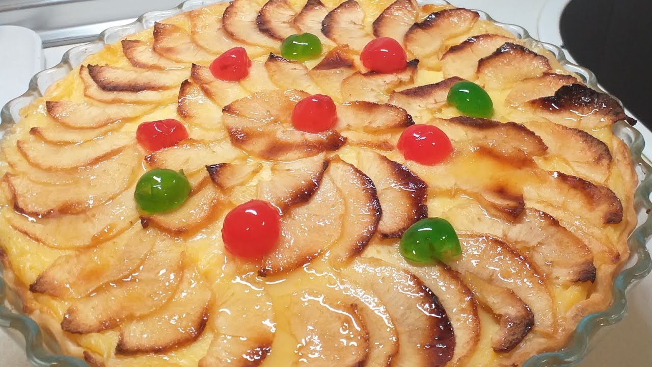 Tarta de crema y manzana