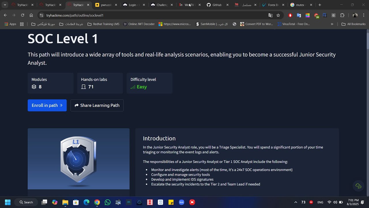 Tryhackme - SOC Level 1 - بالعربي