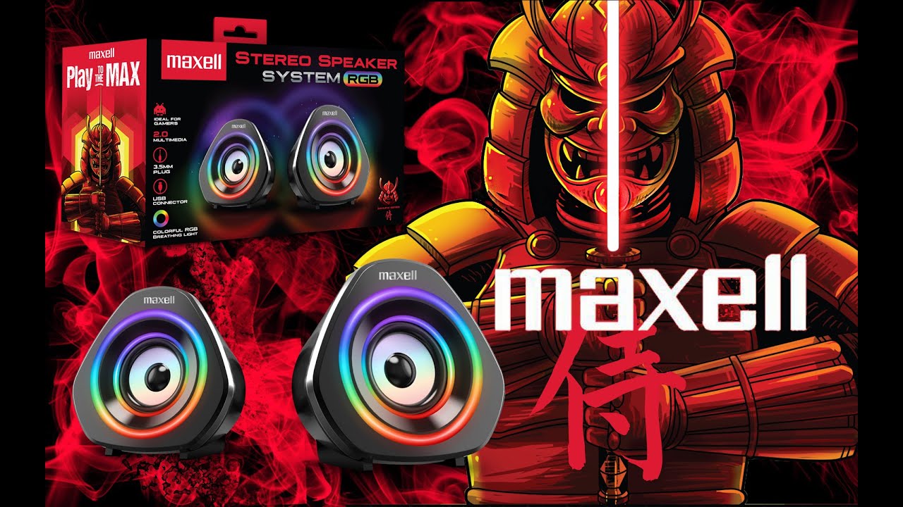 Parlantes Maxell 👺Samurái Series 🔥STEREO SPEAKER SYSTEM RGB🔥