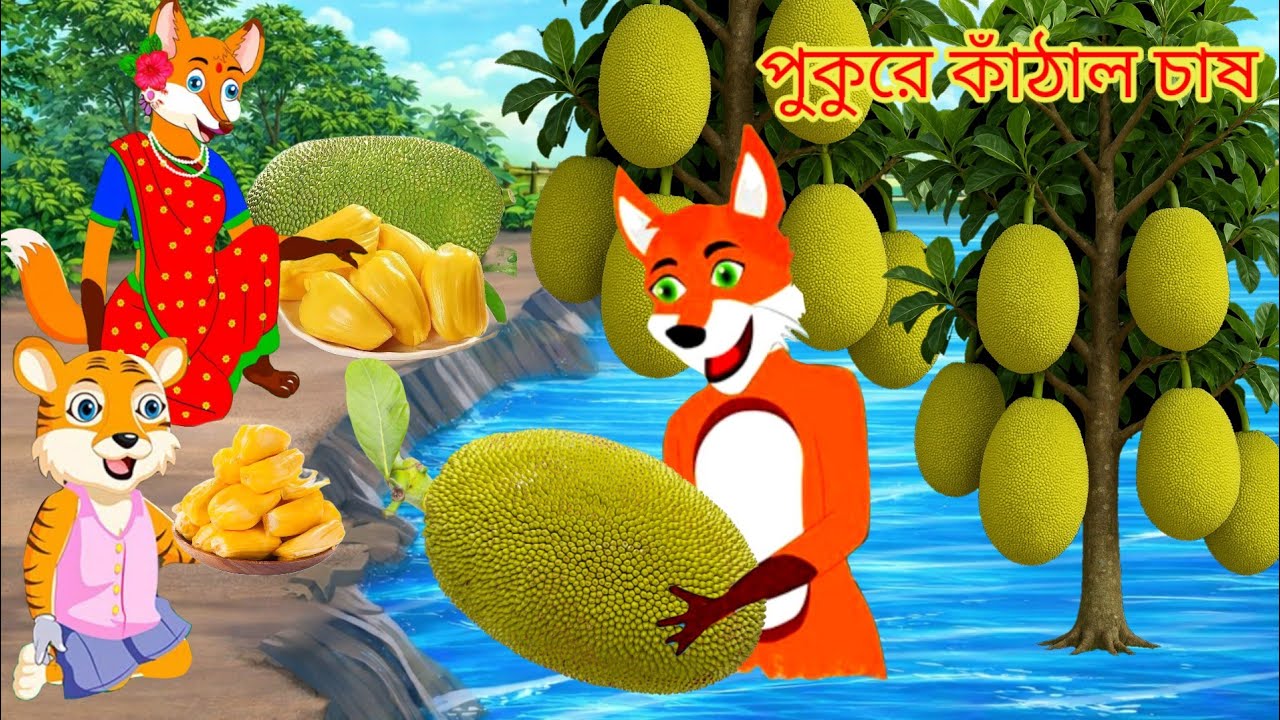 পুকুরে কাঁঠাল চাষ |Fox cartoon | new siyaler cartoon | Bangla cartoon | cartoon video #banglacartoon
