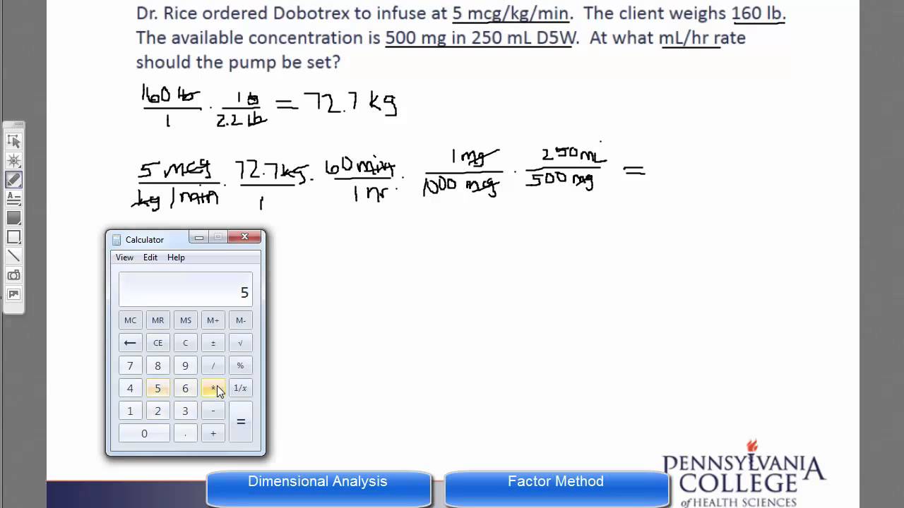 Weight Dose #6 find mL/hr