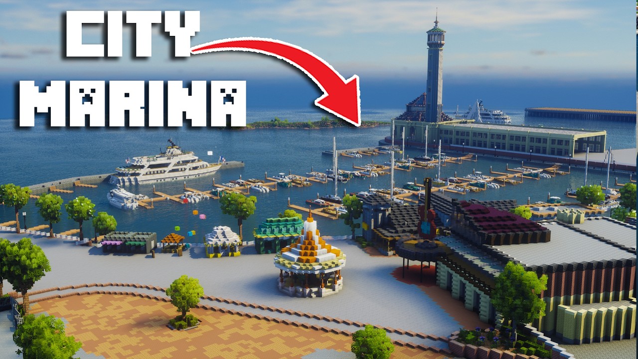 Строим пристань для яхт в нашем городе в Minecraft!