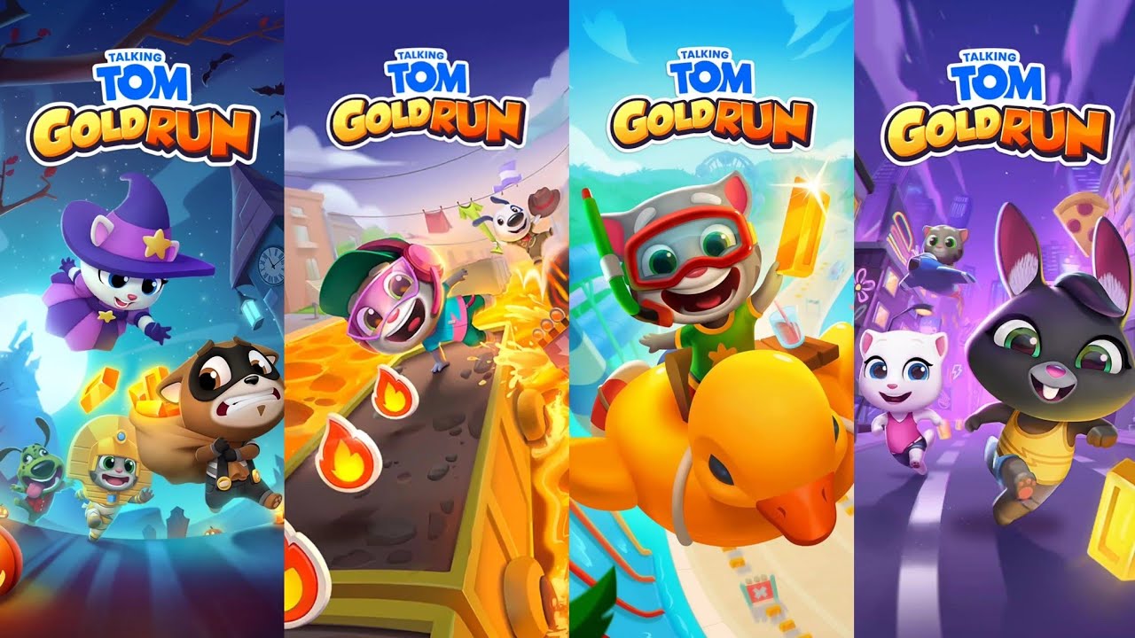 Talking Tom Gold Run Halloween Update vs Lava Escape vs Summer Of Sports vs ECO Update Gameplay