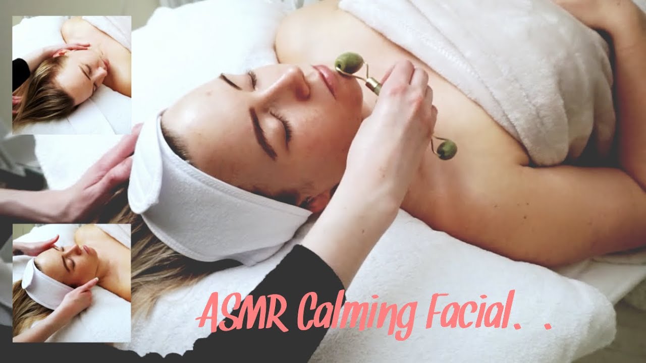 ASMR Delicate facial with Jade roller (gentle music & soft spoken)