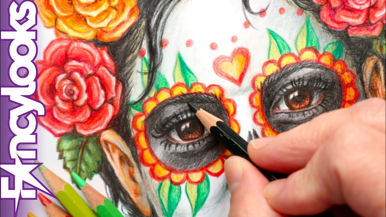 Cómo dibujar Catrina a lápices de colores-paso a paso