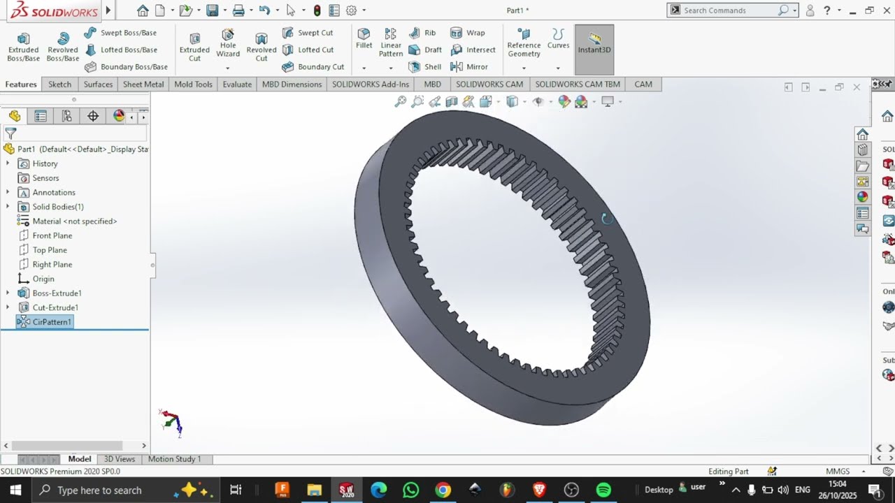 DESIGING A RING GEAR IN SOLIDOWRKS